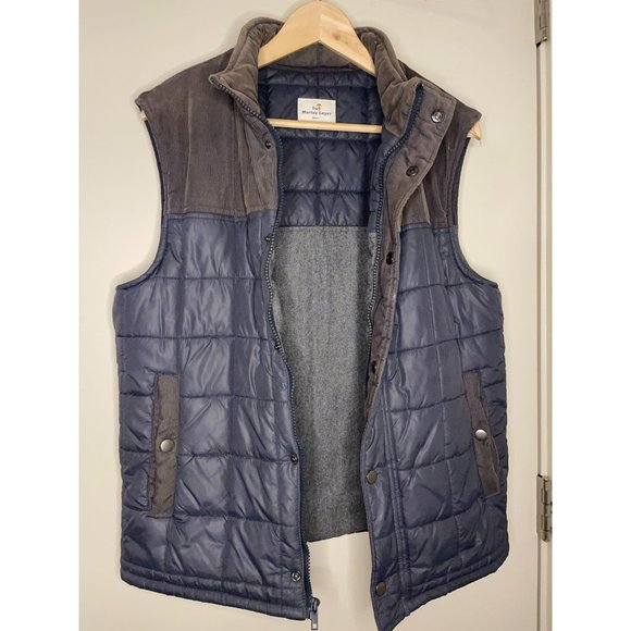 Marine Layer Knowlton Quilted Corduroy Vest Blue Small - Picture 2 of 3